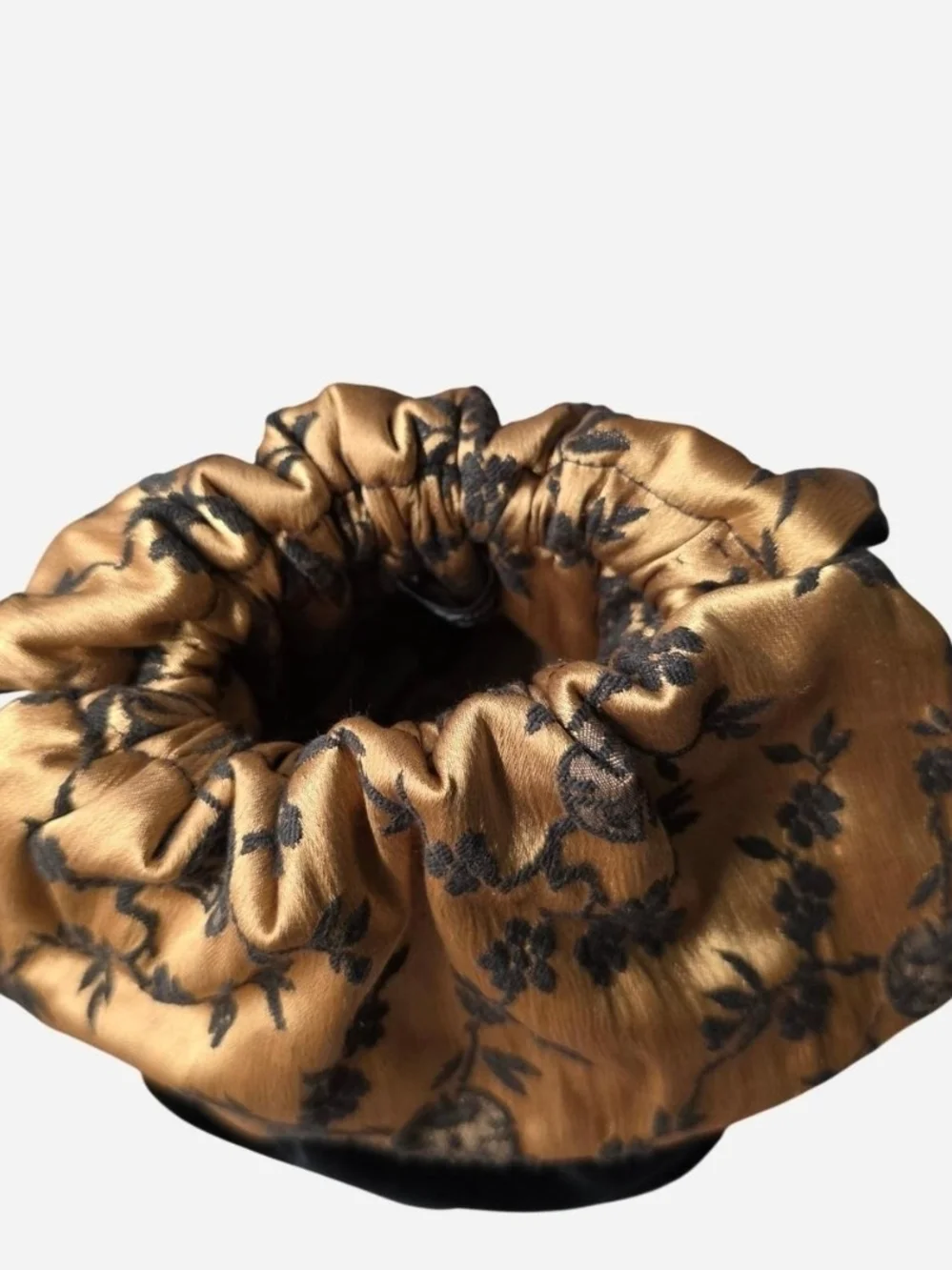 Vintage 80s/90s Fancies by Anne Gold and Black Drawstring Velvet Clutch